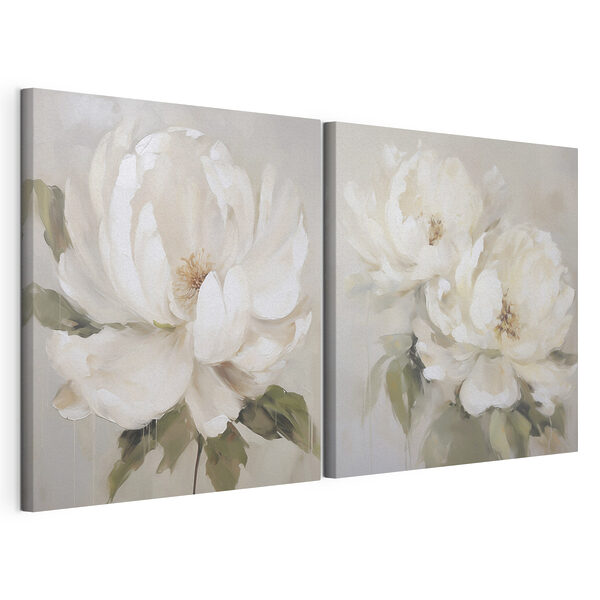 Schilderij van een witte bloem Modulaire canvasprint Schilderij van een witte bloem