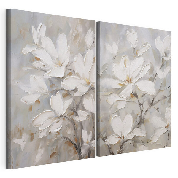 Schilderij van bloemen op doek Modulaire canvasprint Schilderij van bloemen op doek