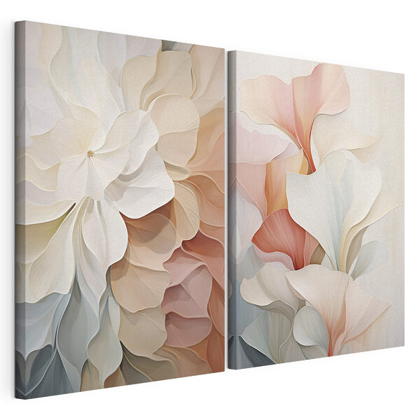 Modulaire canvasprint Fijne bloemblaadjes in zachte tinten