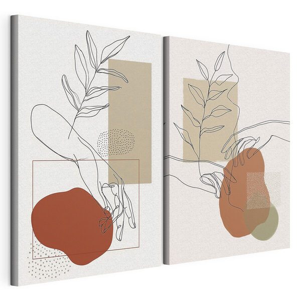 Tekening van een hand die een blad vasthoudt Modulaire canvasprint Tekening van een hand die een blad vasthoudt