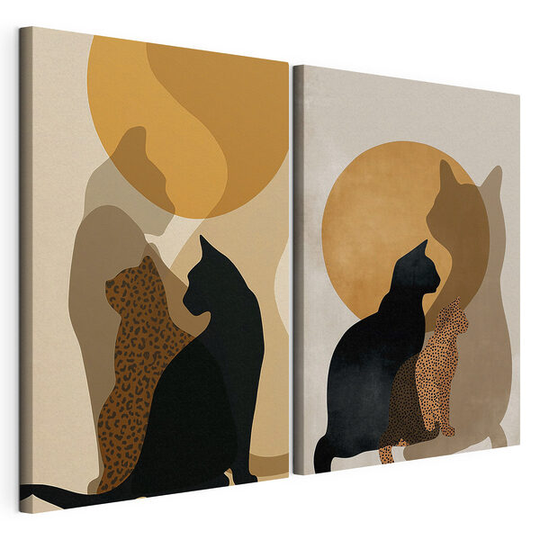Modulaire canvasprint Een kat en een kat met een kat in de zon
