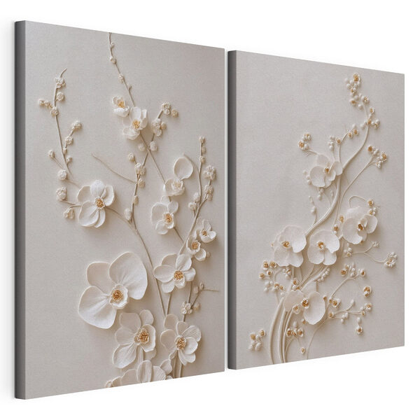 Elegant bloemmotief in zachte tinten Modulaire canvasprint Elegant bloemmotief in zachte tinten