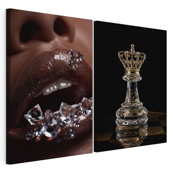 Weelderige lippen met betoverende accenten Modulaire canvasprint Weelderige lippen met betoverende accenten