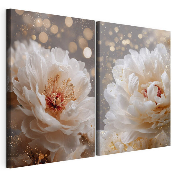 Verfijnde bloesems in zachte tinten Modulaire canvasprint Verfijnde bloesems in zachte tinten