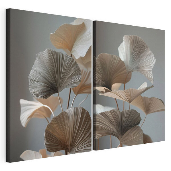 Elegante papieren blaadjes in zachte tinten Modulaire canvasprint Elegante papieren blaadjes in zachte tinten