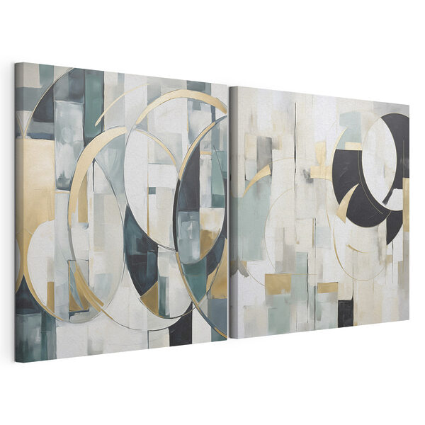 Modulaire canvasprint Twee schilderijen in verschillende kleuren