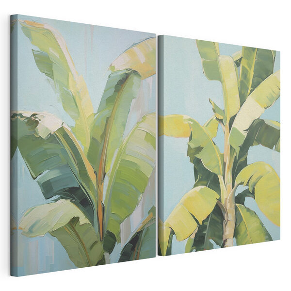 Schilderij van een bananenboom Modulaire canvasprint Schilderij van een bananenboom