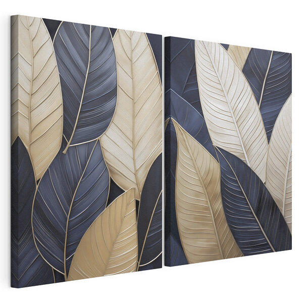 Elegante bladeren in subtiele tinten Modulaire canvasprint Elegante bladeren in subtiele tinten