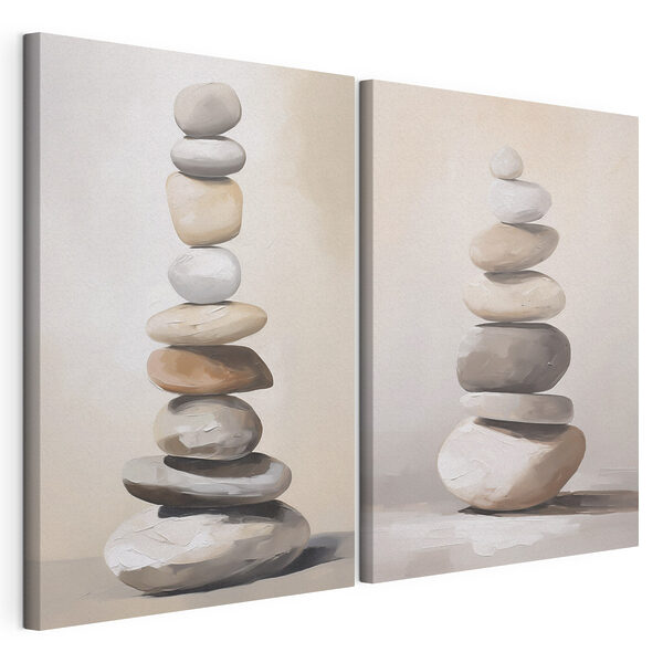 Schilderij van een stapel stenen Modulaire canvasprint Schilderij van een stapel stenen