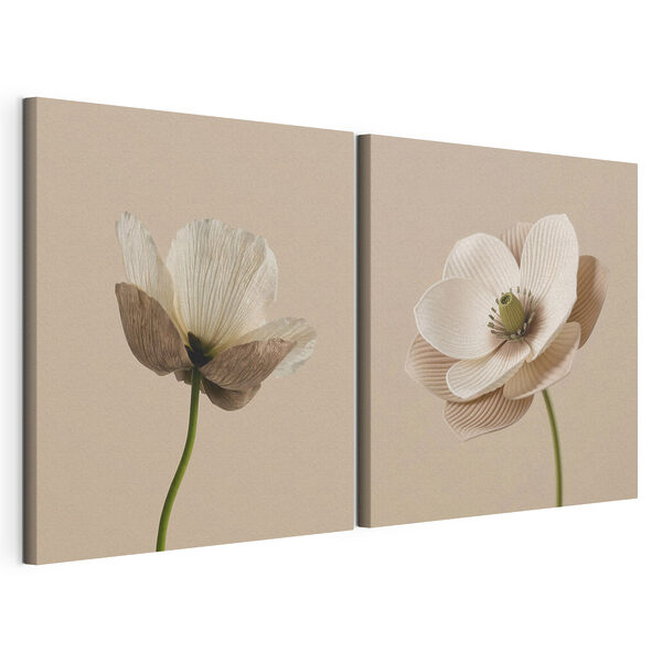 Verfijnde bloemen in zachte tinten Modulaire canvasprint Verfijnde bloemen in zachte tinten