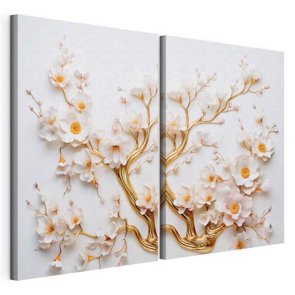 Speelse bloesems in verfijnd vakmanschap Modulaire canvasprint Speelse bloesems in verfijnd vakmanschap