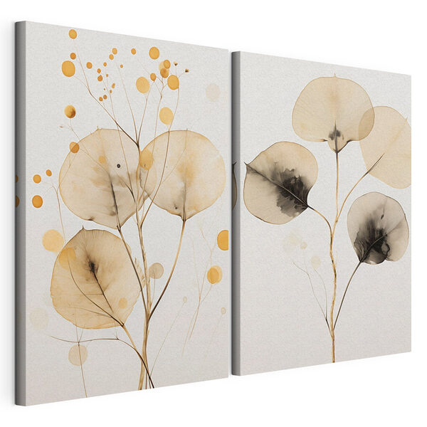 Fijne blaadjes in zachte tinten Modulaire canvasprint Fijne blaadjes in zachte tinten