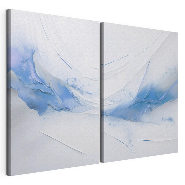 Modulaire canvasprint Collage van blauwe en witte verf