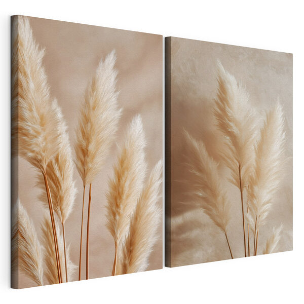 Verfijnde, vederachtige planten in harmonie Modulaire canvasprint Verfijnde, vederachtige planten in harmonie