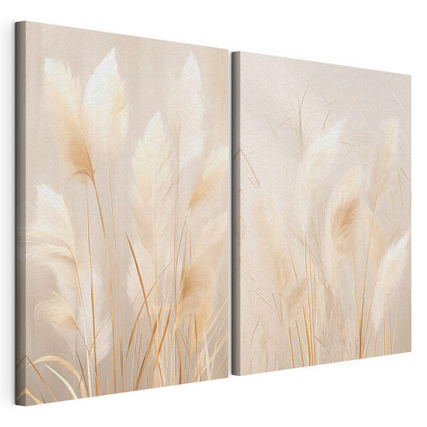 Modulaire canvasprint Fijne grassen in zachte tinten