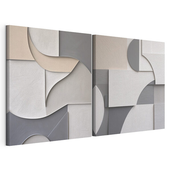 Modulaire canvasprint Abstracte vormen in rustgevende kleuren