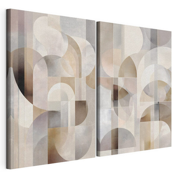 - Ronden en vormen in zachte tinten Modulaire canvasprint - Ronden en vormen in zachte tinten