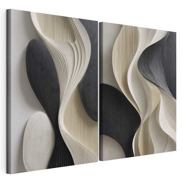 Vloeiende vormen in contrasterende kleuren Modulaire canvasprint Vloeiende vormen in contrasterende kleuren