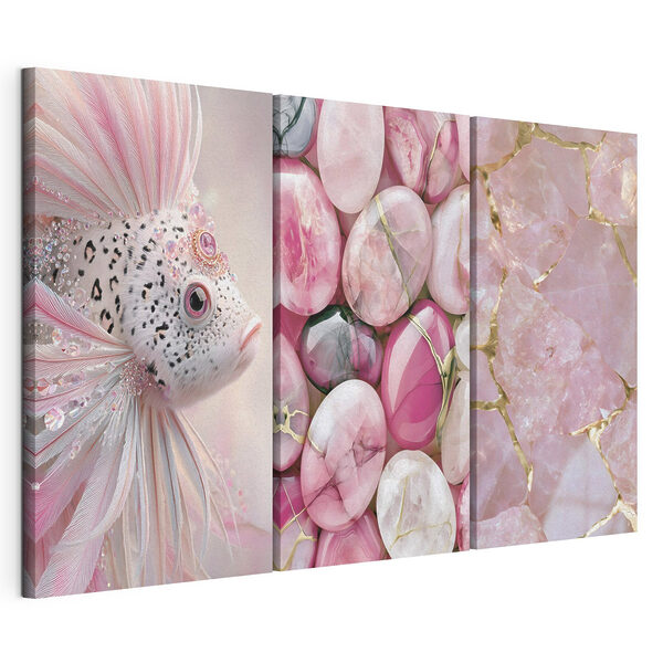 Modulaire canvasprint Collage van roze en witte stenen