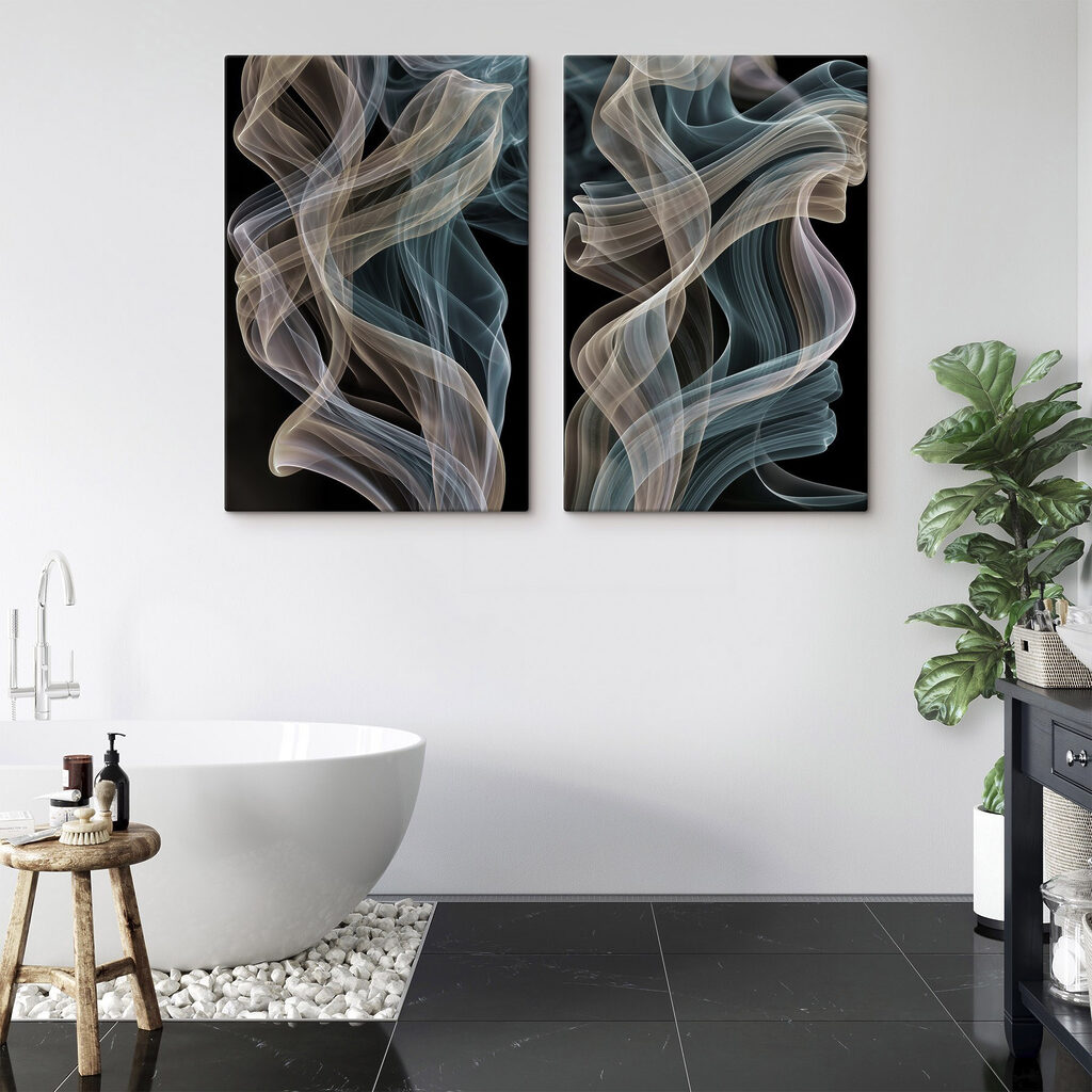 Modulaire canvasprint Sierlijke krullen van zwevende kleuren (Artikelnummer: m30719) Modulaire canvasprint Sierlijke krullen van zwevende kleuren (Artikelnummer: m30719)