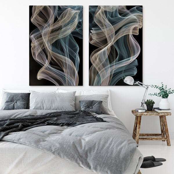 Modulaire canvasprint Sierlijke krullen van zwevende kleuren (Artikelnummer: m30719) Modulaire canvasprint Sierlijke krullen van zwevende kleuren (Artikelnummer: m30719)
