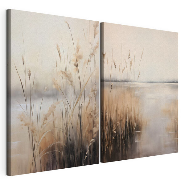 Schilderij van een moerassig gebied Modulaire canvasprint Schilderij van een moerassig gebied