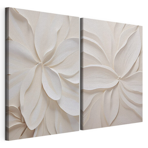 Collage van witte papieren bloemen Modulaire canvasprint Collage van witte papieren bloemen
