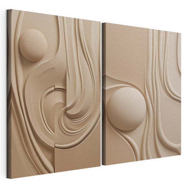 Modulaire canvasprint Vloeiende vormen en zachte rondingen komen samen