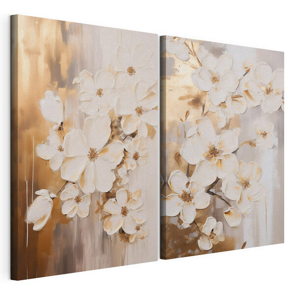Modulaire canvasprint Verfijnde bloemen in zachte tinten