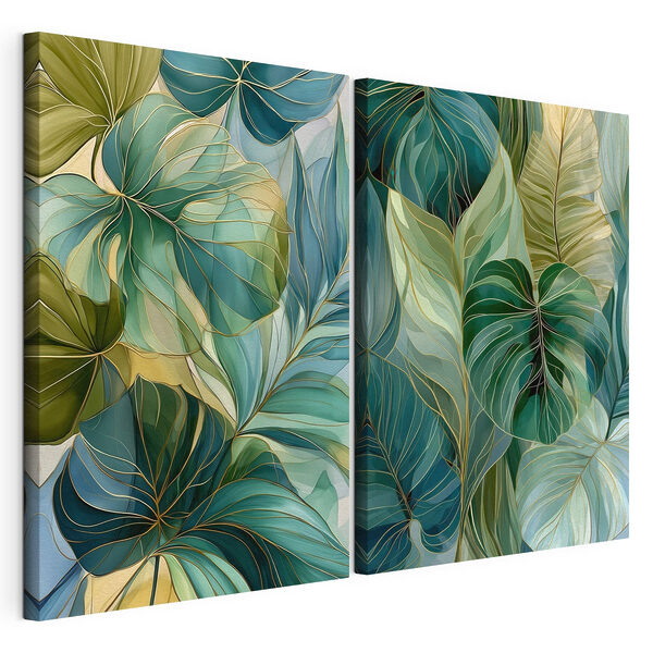 Collage van bladeren Modulaire canvasprint Collage van bladeren