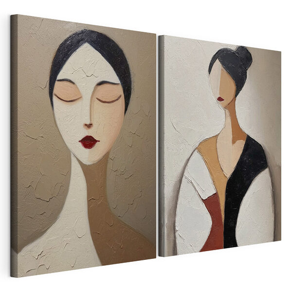 Collage van een schilderij van een vrouw Modulaire canvasprint Collage van een schilderij van een vrouw