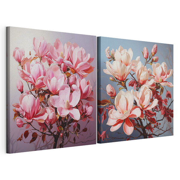 Elegante bloesems in zachte tinten Modulaire canvasprint Elegante bloesems in zachte tinten