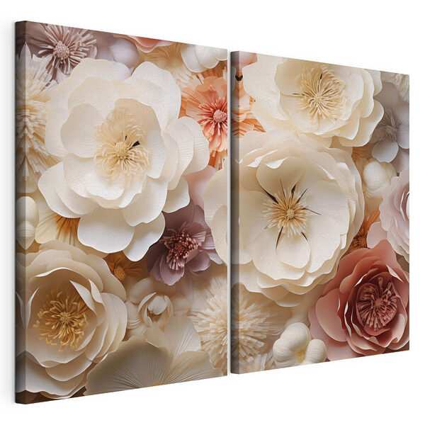 Collage van papieren bloemen Modulaire canvasprint Collage van papieren bloemen