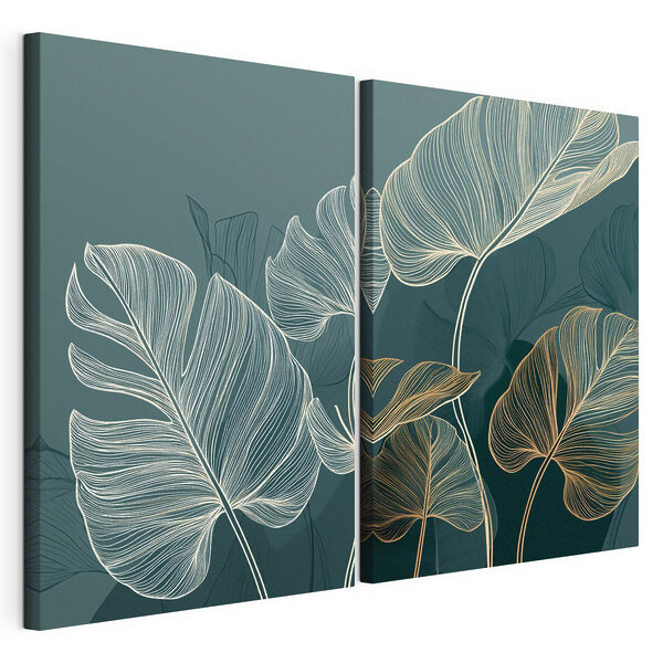 Fijne blaadjes in zachte kleuren Modulaire canvasprint Fijne blaadjes in zachte kleuren