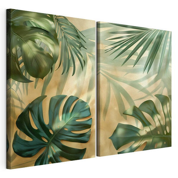 Collage van verschillende soorten bladeren Modulaire canvasprint Collage van verschillende soorten bladeren