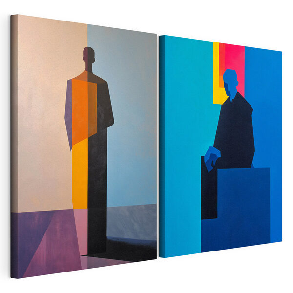 Schilderij van een man en een man Modulaire canvasprint Schilderij van een man en een man