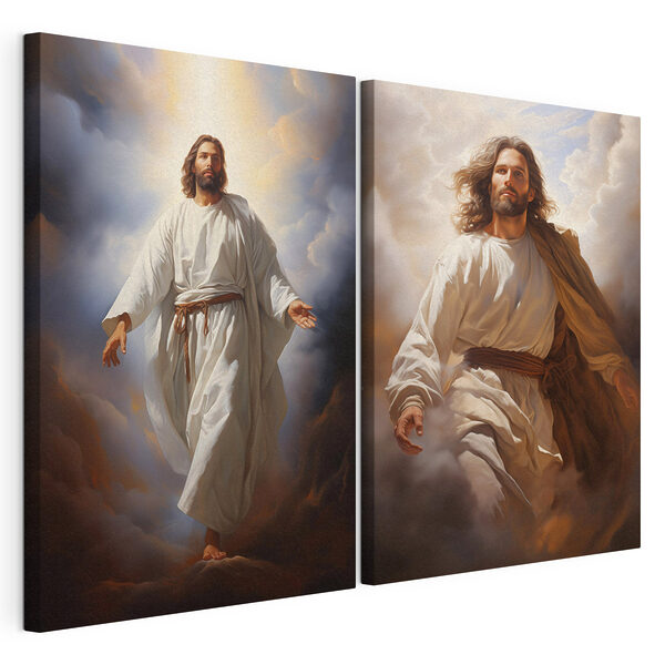 Schilderij van een man in een wit gewaad Modulaire canvasprint Schilderij van een man in een wit gewaad