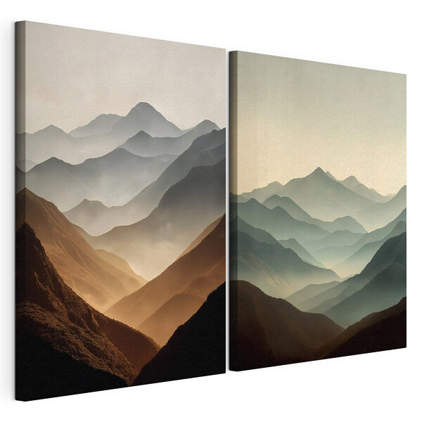 Vergelijking van bergen met mist Modulaire canvasprint Vergelijking van bergen met mist