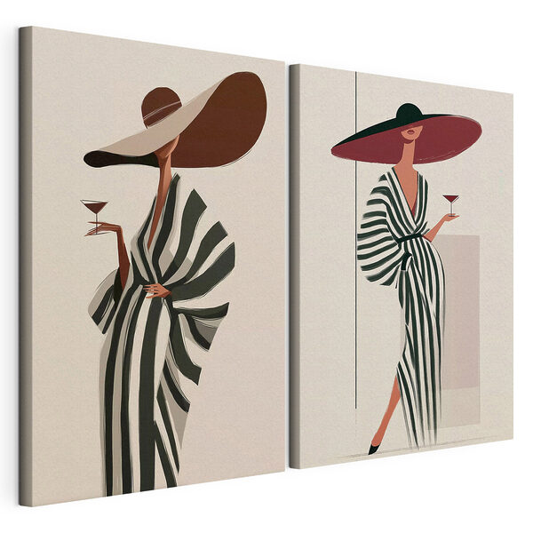 Vrouw met een hoed Modulaire canvasprint Vrouw met een hoed