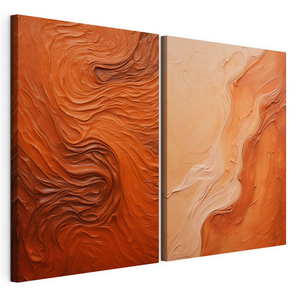 Vloeiende texturen in warme tinten Modulaire canvasprint Vloeiende texturen in warme tinten