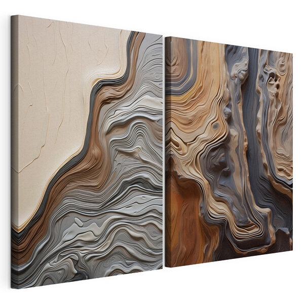 Modulaire canvasprint - Vloeiende lijnen in harmonieuze kleuren