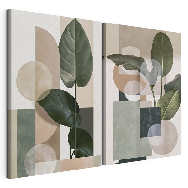 Modulaire canvasprint - Organische vormen in een harmonieus kleurenpalet