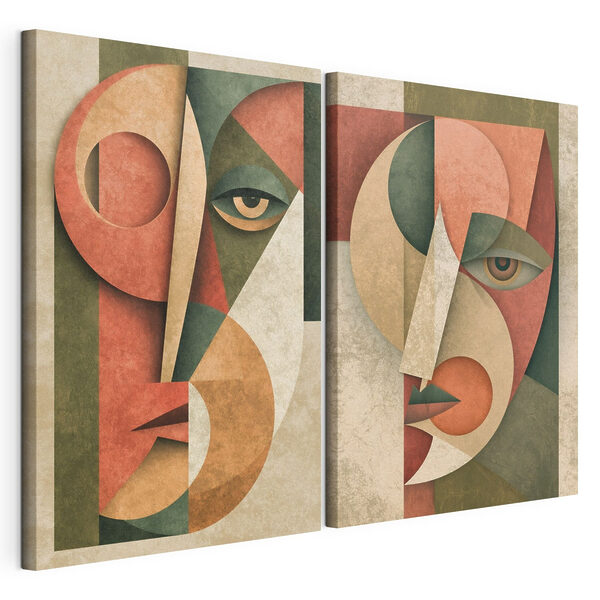 Modulaire canvasprint Modulaire canvasprint Een paar gezichten in verschillende kleuren (Artikelnummer: m30545)