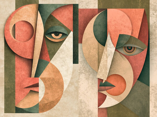Couple of faces with different colors Couple of faces with different colors