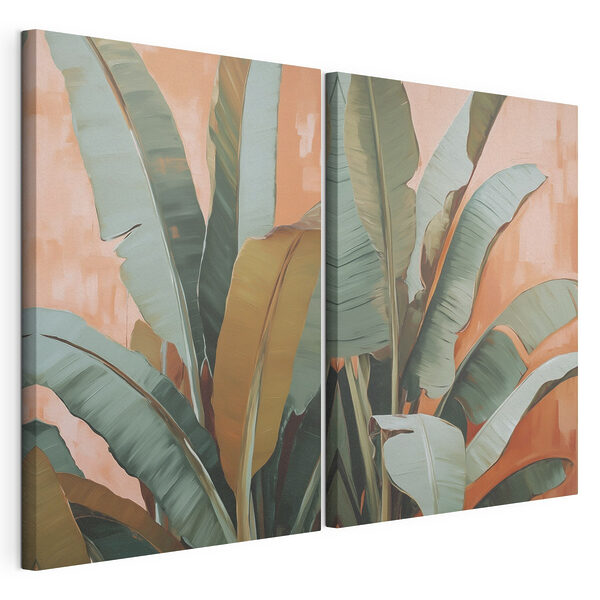 Modulaire canvasprint Levendig groene bladeren tegen een warme achtergrond (Artikelnummer: m30617) Modulaire canvasprint Modulaire canvasprint Levendig groene bladeren tegen een warme achtergrond (Artikelnummer: m30617)