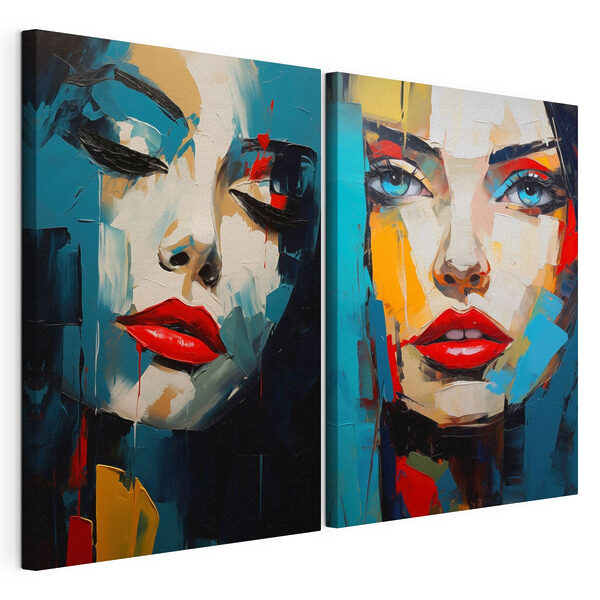 Collage van het gezicht van een vrouw Modulaire canvasprint Collage van het gezicht van een vrouw