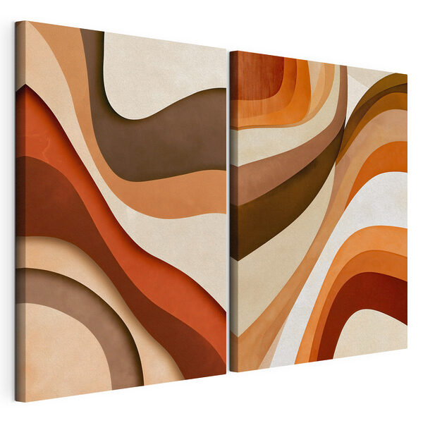 Vloeiende rondingen in warme aardetinten Modulaire canvasprint Vloeiende rondingen in warme aardetinten