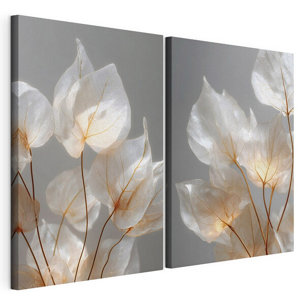 Fijne blaadjes die zacht licht vangen Modulaire canvasprint Fijne blaadjes die zacht licht vangen