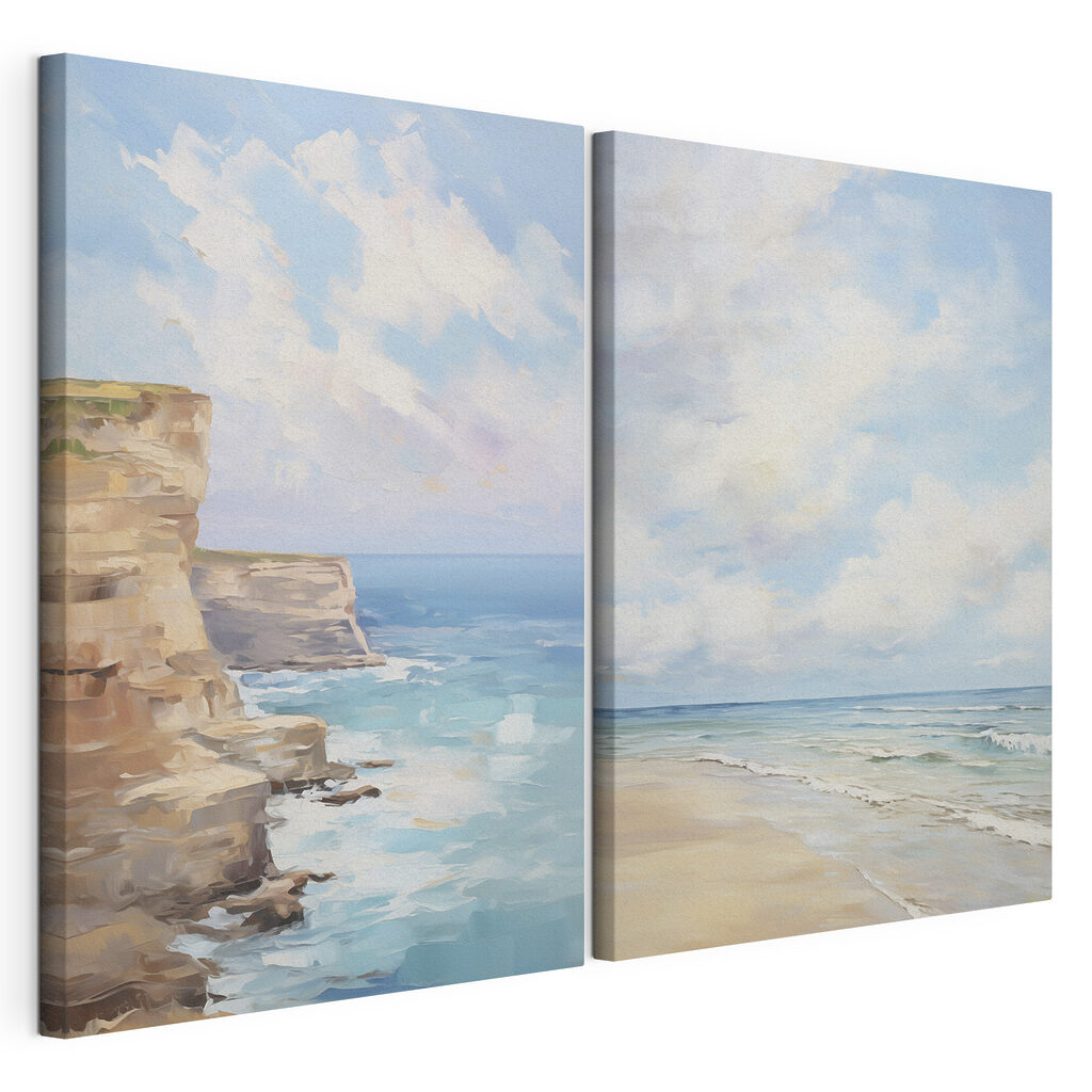 Painting of a beach and a cliff Painting of a beach and a cliff