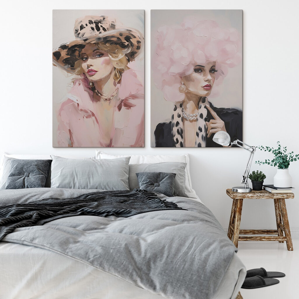 Collage of a woman with a pink hat Collage of a woman with a pink hat